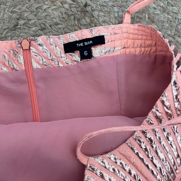 The Bar Logan Metallic Mini Dress in Peach - Picture 8 of 11